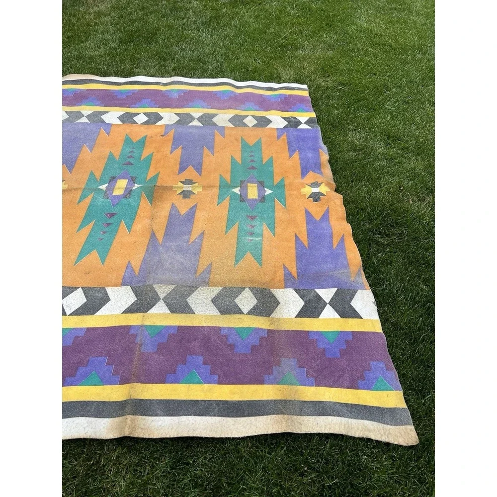 Vintage Southwestern Navajo Wool Blanket Pattern Colorful Pendleton Chimayo